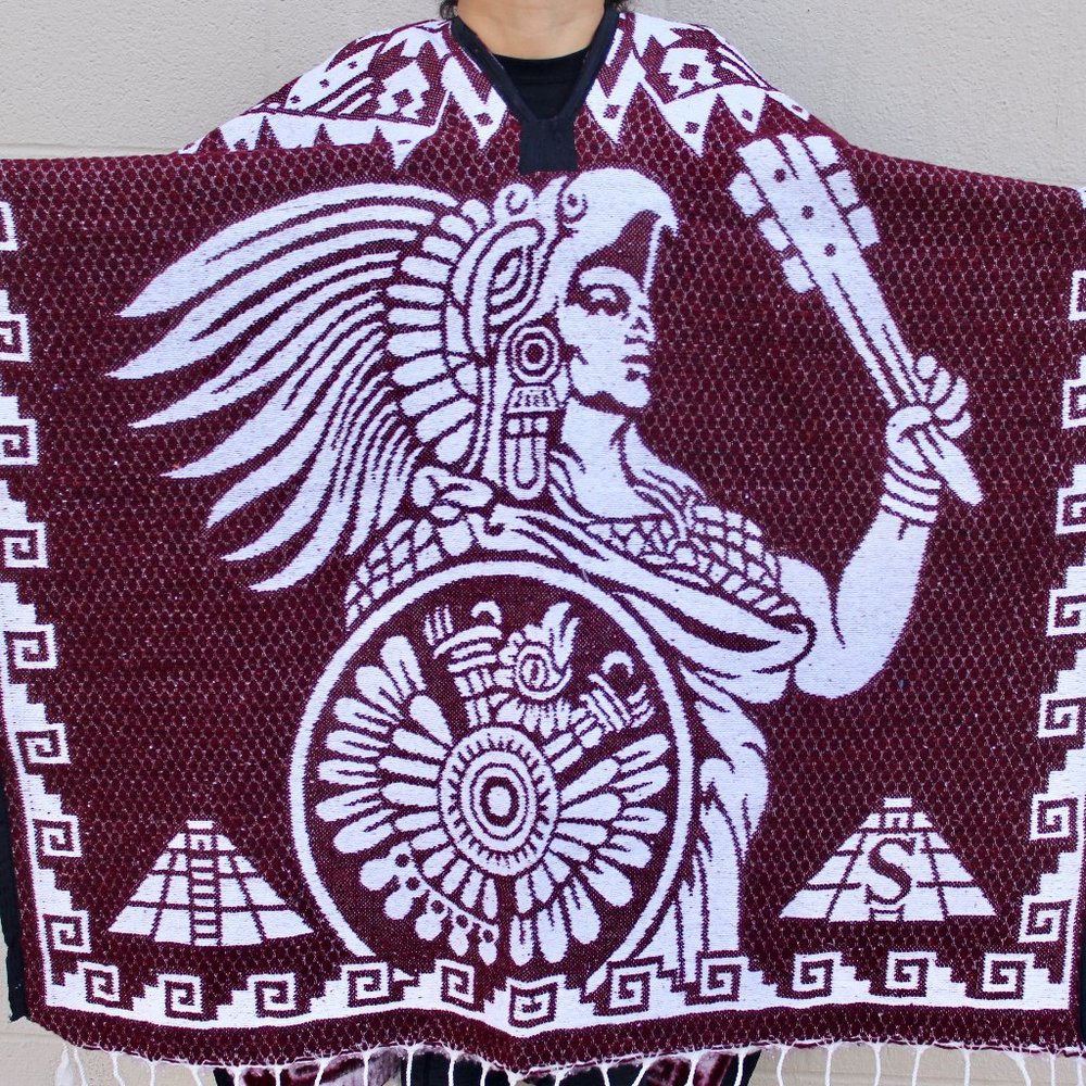 Indio Maso Poncho Aztec Calendar mexican poncho Gaban de Calendario Azteca